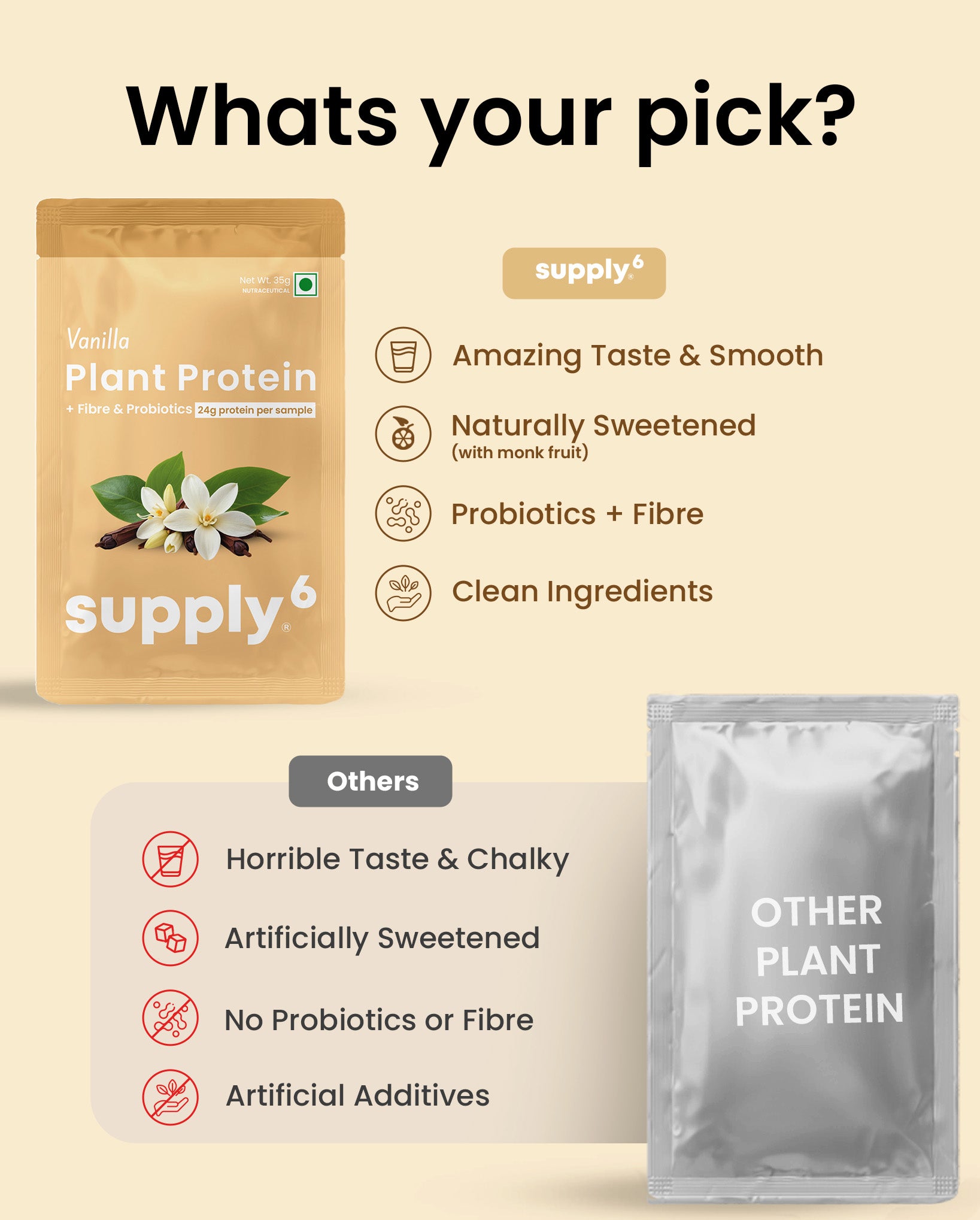 Supply6 Plant Protein - Vanilla (Travel Packs)